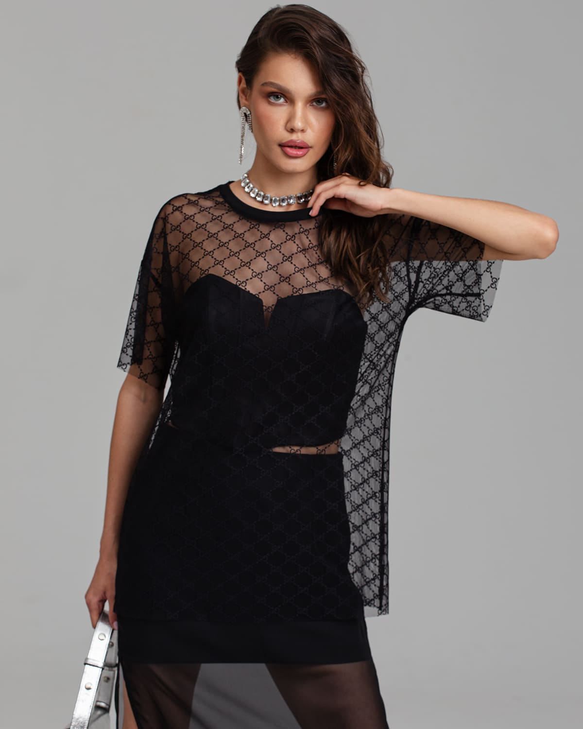 
Футболка из сетки с узором 456.4