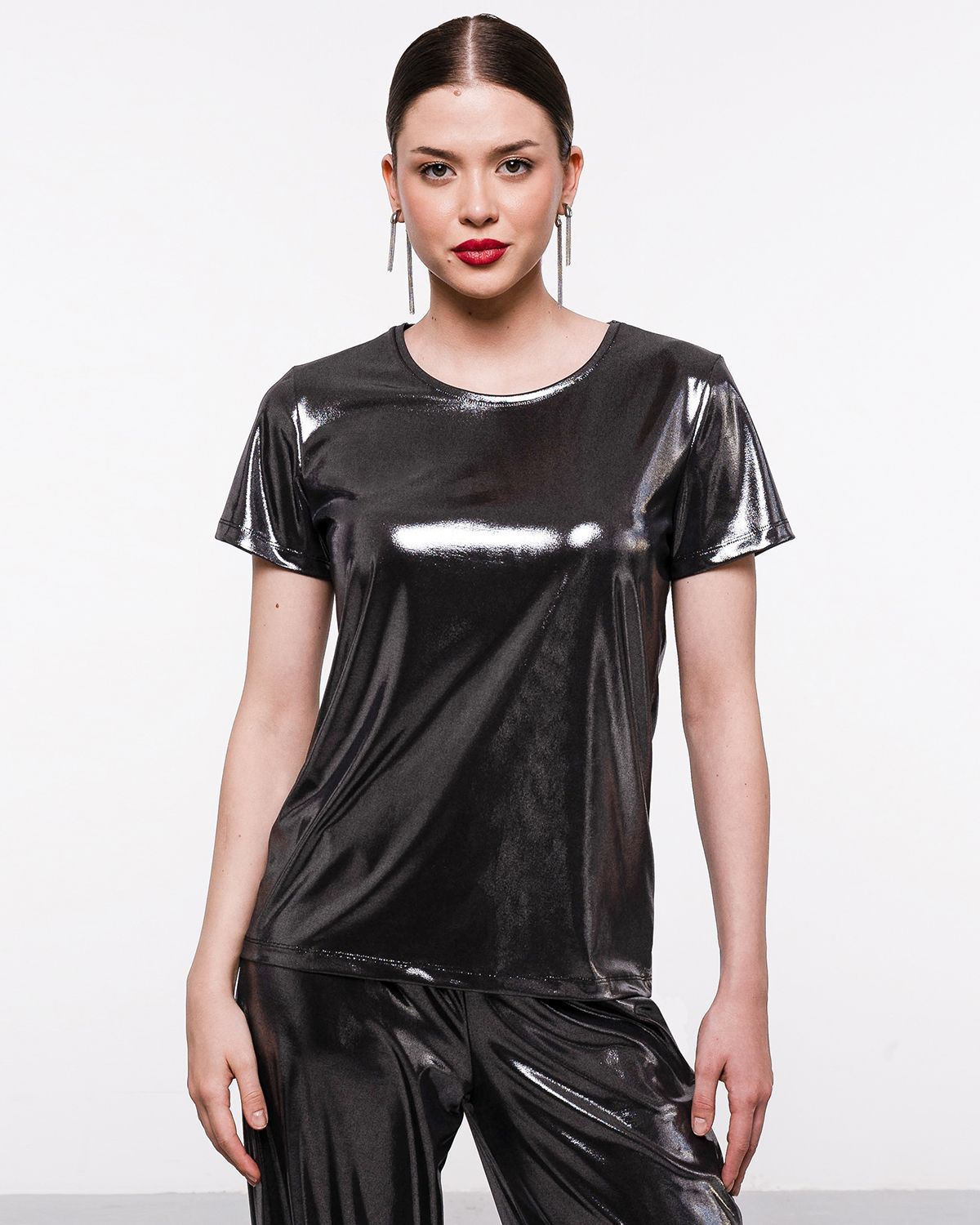 Футболка из трикотажа "валенсия" с металликом BF001